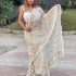 Cream net saree