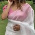 Lite pink organza saree with pink flowers